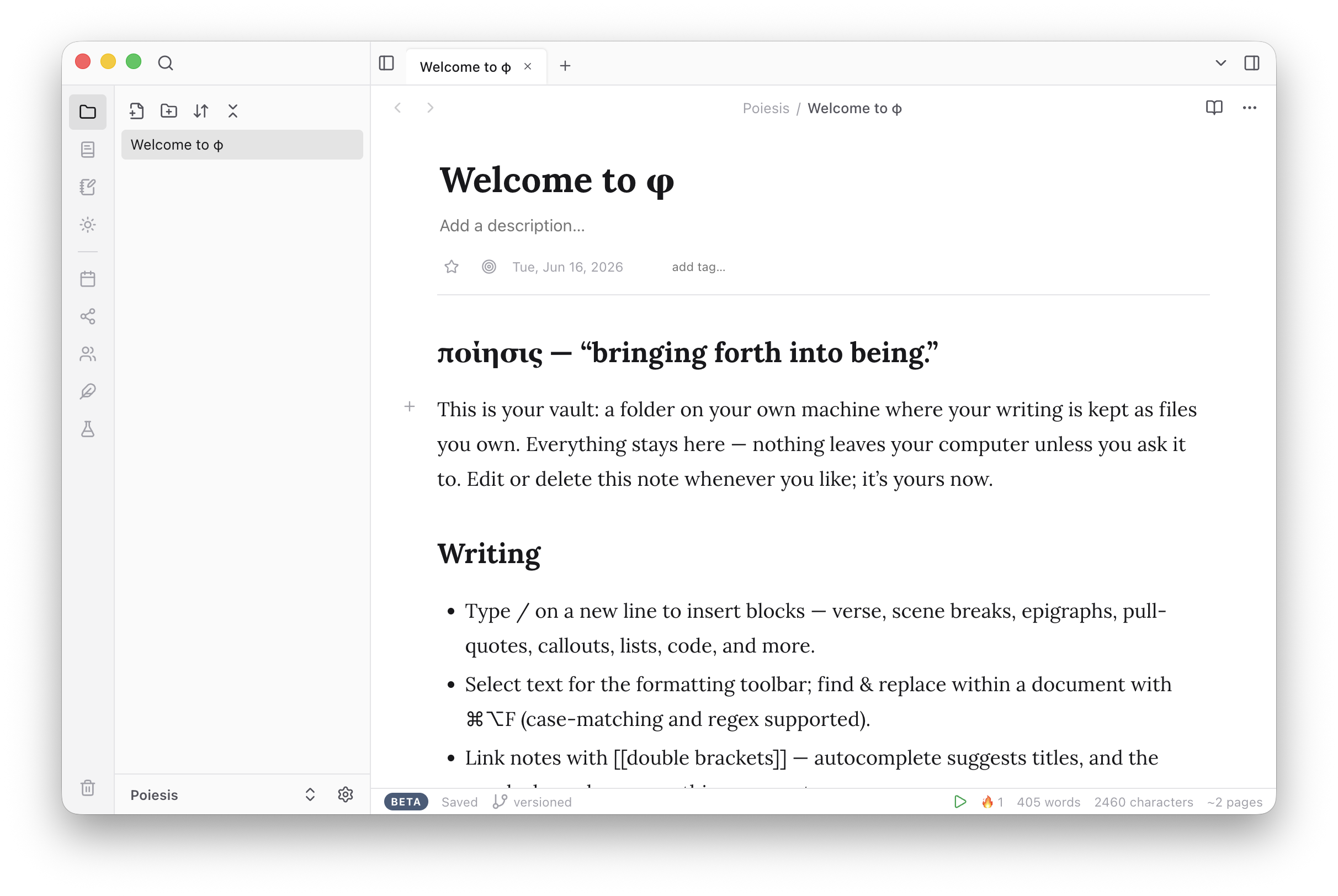 The φ editor
